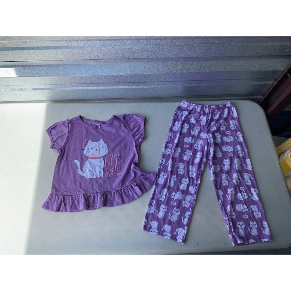 Just One You Carters Girls Pajamas Lot 5T 3 Sets Cat Unicorn Leopard PJs 7 Pc